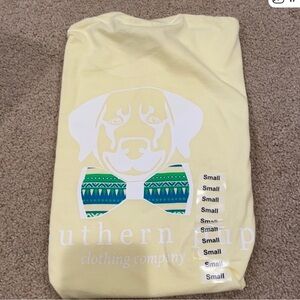 Yellow T-Shirt with Dog and Bow Tie Graphic